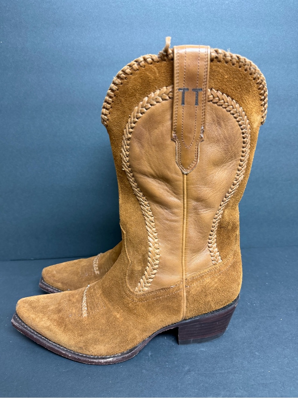 Tecovas Women's The Sadie Braid Sienna Suede Size 8 B Western Cowgirl Boots